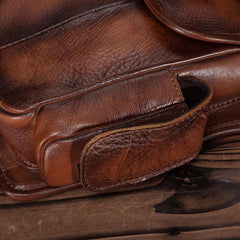 Cool Brown Leather Men's Waist Bag Phone Holster Shoulder Bag Mini Side Bag Belt Pouch For Men