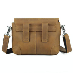 Cool Brown Leather Men's 8 inches Postman Bag Camel Belt Bag Courier Messenger Bag For Men