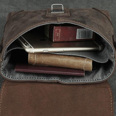 Cool Brown Leather Men's 8 inches Postman Bag Camel Belt Bag Courier Messenger Bag For Men