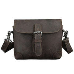 Cool Brown Leather Men's 8 inches Postman Bag Camel Belt Bag Courier Messenger Bag For Men