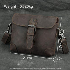 Cool Brown Leather Men's 8 inches Postman Bag Camel Belt Bag Courier Messenger Bag For Men