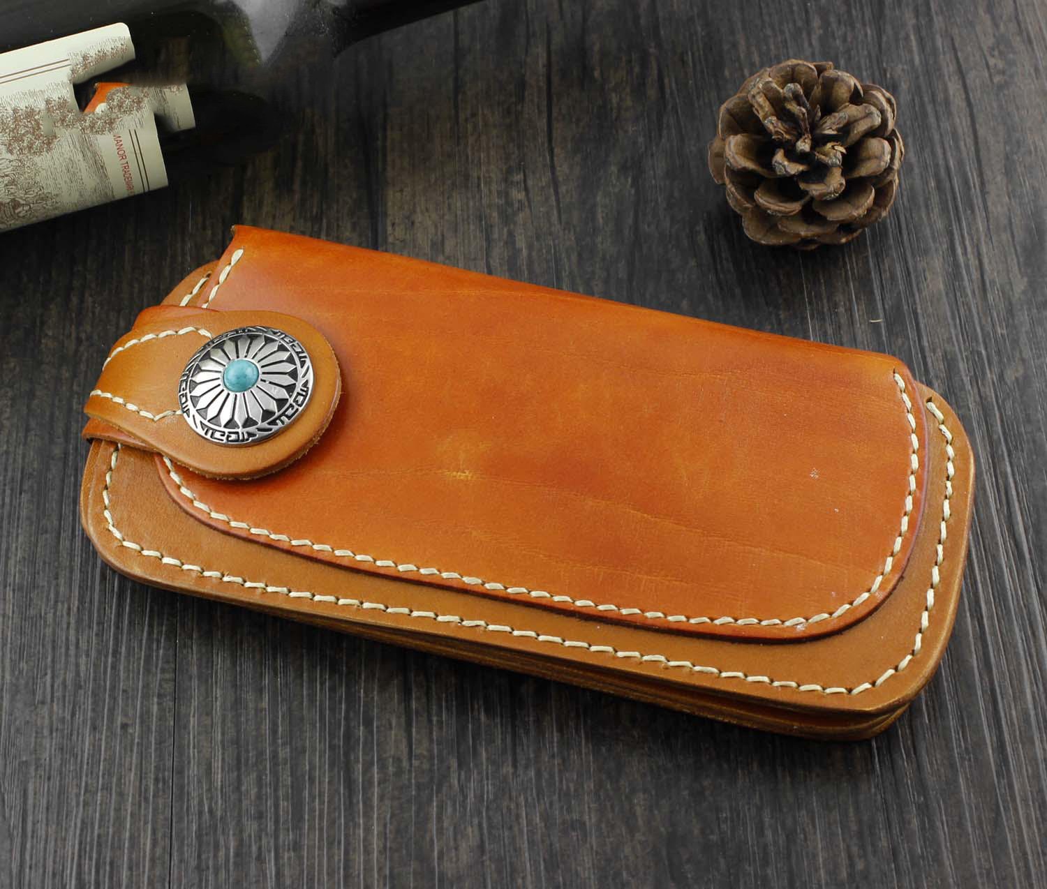 Cool Brown Leather Men's Long Biker Wallet Leather Long Wallet For Men