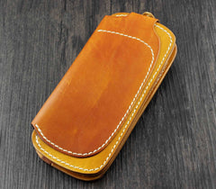 Cool Brown Leather Men's Long Biker Wallet Leather Long Wallet For Men