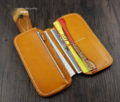 Cool Brown Leather Men's Long Biker Wallet Leather Long Wallet For Men