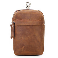Cool Brown Leather Men's Cell Phone Holster Brown Belt Bag Waist Bag Belt Pouch For Men