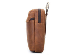 Cool Brown Leather Men's Cell Phone Holster Brown Belt Bag Waist Bag Belt Pouch For Men