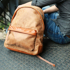 Cool Brown Leather Mens Backpacks Travel Backpacks Laptop Backpack for men