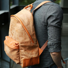 Cool Brown Leather Mens Backpacks Travel Backpacks Laptop Backpack for men