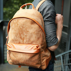 Cool Brown Leather Mens Backpacks Travel Backpacks Laptop Backpack for men