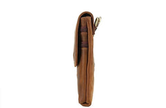 Cool Brown Leather Mens Belt Pouch Mini Shoulder Bag Waist Bags For Men