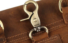 Cool Brown Leather Mens Belt Pouch Mini Shoulder Bag Waist Bags For Men