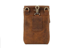 Cool Brown Leather Mens Belt Pouch Mini Shoulder Bag Waist Bags For Men