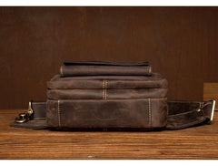 Cool Brown Leather Mens Bumbag Fanny Pack Brown Waist Bag Brown Hip Pack Belt Bag for Men