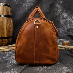 Cool Brown Leather Mens 19'' Overnight Bag Duffle Bag Travel Bag Large Weekender Bag for Men