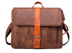 Cool Brown Leather Messenger Bag Handbag Shoulder Bag Backpack For Men