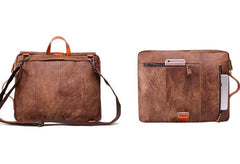 Cool Brown Leather Messenger Bag Handbag Shoulder Bag Backpack For Men