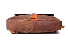 Cool Brown Leather Messenger Bag Handbag Shoulder Bag Backpack For Men