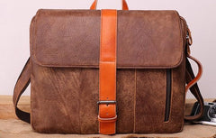 Cool Brown Leather Messenger Bag Handbag Shoulder Bag Backpack For Men