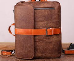 Cool Brown Leather Messenger Bag Handbag Shoulder Bag Backpack For Men