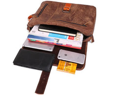 Cool Brown Leather Messenger Bag Handbag Shoulder Bag Backpack For Men