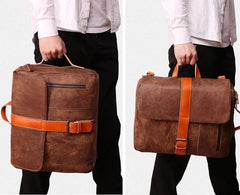 Cool Brown Leather Messenger Bag Handbag Shoulder Bag Backpack For Men
