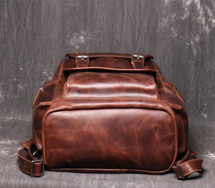 Cool Brown Mens Leather 15.6 inches Large School Backpack Travel Backpack for Men