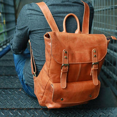 Cool Brown Mens Leather Backpack Cool Travel Backpacks School Backpacks for men