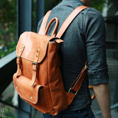 Cool Brown Mens Leather Backpack Cool Travel Backpacks School Backpacks for men