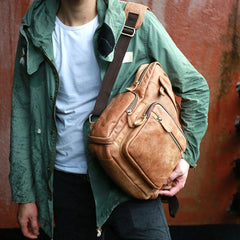 Cool Brown Mens Leather Backpack Travel Backpacks Cool School Backpacks for men