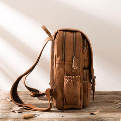 Cool Brown Mens Leather Backpacks Travel Backpacks Laptop Backpack for men