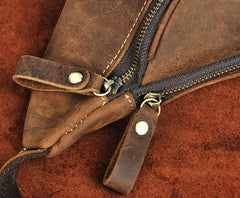 Cool Vintage Brown Mens Leather Fanny Pack Belt Bags Waist Bag For Men