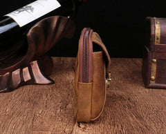 Cool Brown Mens Leather Belt Bag Belt Pouch Cell Phone Holster Waist Bags For Men