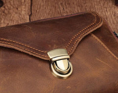 Cool Brown Mens Leather Belt Bag Belt Pouch Cell Phone Holster Waist Bags For Men