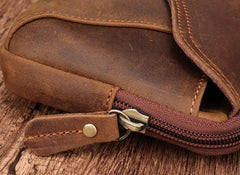 Cool Brown Mens Leather Belt Bag Belt Pouch Cell Phone Holster Waist Bags For Men