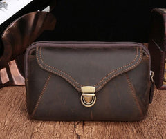 Cool Brown Mens Leather Belt Bag Belt Pouch Cell Phone Holster Waist Bags For Men