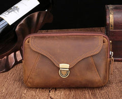 Cool Brown Mens Leather Belt Bag Belt Pouch Cell Phone Holster Waist Bags For Men