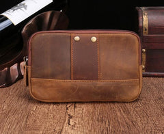 Cool Brown Mens Leather Belt Bag Belt Pouch Cell Phone Holster Waist Bags For Men