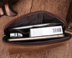 Cool Brown Mens Leather Belt Bag Belt Pouch Cell Phone Holster Waist Bags For Men