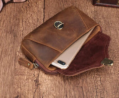 Cool Brown Mens Leather Belt Bag Belt Pouch Cell Phone Holster Waist Bags For Men