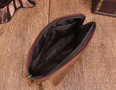 Cool Brown Mens Leather Belt Bag Belt Pouch Cell Phone Holster Waist Bags For Men