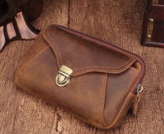 Cool Brown Mens Leather Belt Bag Belt Pouch Cell Phone Holster Waist Bags For Men
