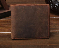 Cool Vintage Brown Mens Leather Small Wallet Bifold billfold Wallets for Men