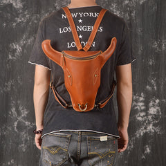 Cool Bull Leather Mens Backpack Vintage Travel Bag for Men