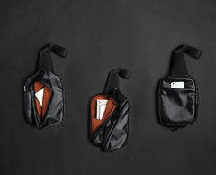 Cool OXFORD CLOTH PVC Black Men's Sling Bag One Shoulder Backpack For Men