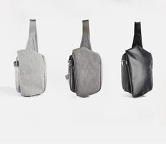 Cool OXFORD CLOTH PVC Black Men's Sling Bag One Shoulder Backpack For Men