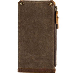 Cool Canvas Leather Mens Bifold Long Cards Wallet Long Wallet for Men