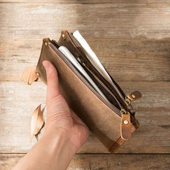Cool Canvas Leather Mens Bifold Long Cards Wallet Long Wallet for Men