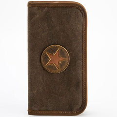 Cool Canvas Leather Mens Bifold Long Wallet Zipper Long Wallet for Men
