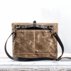 Cool Waxed Canvas Leather Mens 14'' Messenger Bag Motorcycle Side Bag Handbag For Men