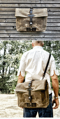 Cool Waxed Canvas Leather Mens 14'' Messenger Bag Motorcycle Side Bag Handbag For Men